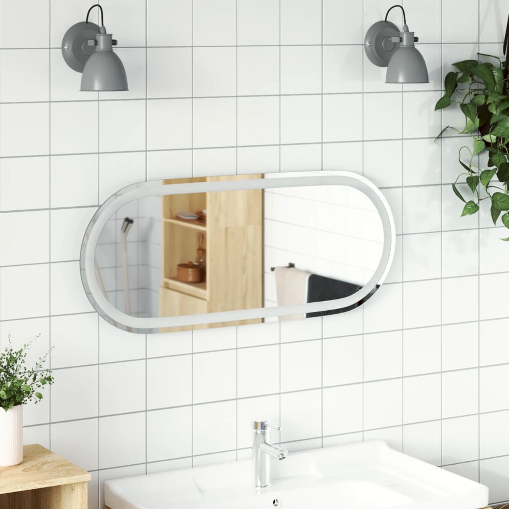 vidaXL Oglindă de baie cu LED, 90x40 cm, ovală