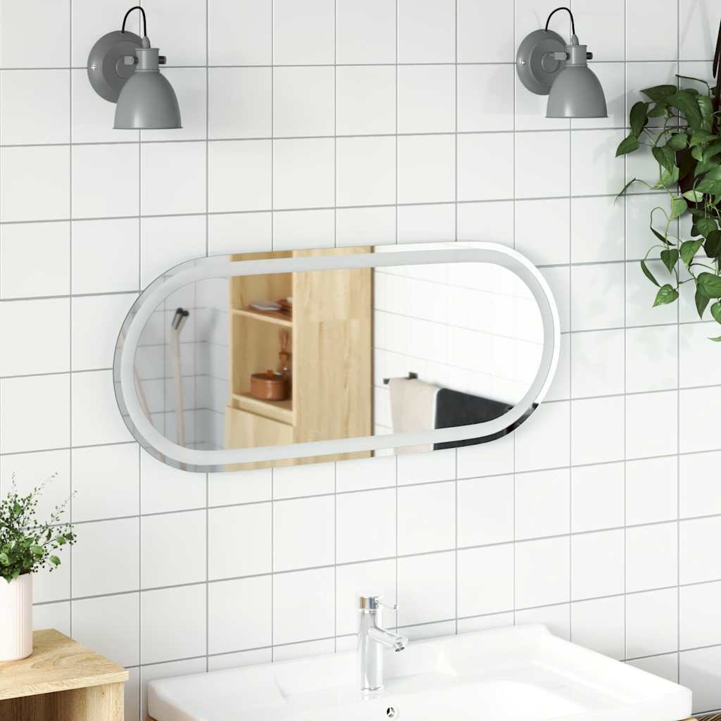 vidaXL Oglindă de baie cu LED, 90x40 cm, ovală