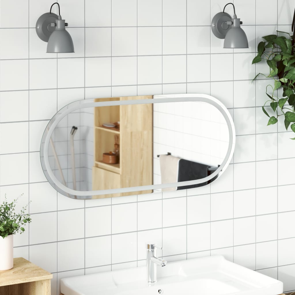 vidaXL Oglindă de baie cu LED, 100x45 cm, ovală