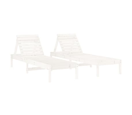 vidaXL Ligbedden 2 st met tafeltje massief grenenhout wit