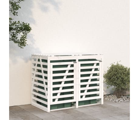 vidaXL M&uuml;lltonnenbox f&uuml;r 2 Tonnen Wei&szlig; Massivholz Kiefer