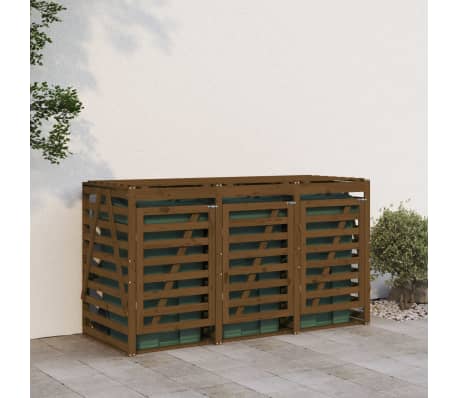 vidaXL M&uuml;lltonnenbox f&uuml;r 3 Tonnen Honigbraun Massivholz Kiefer