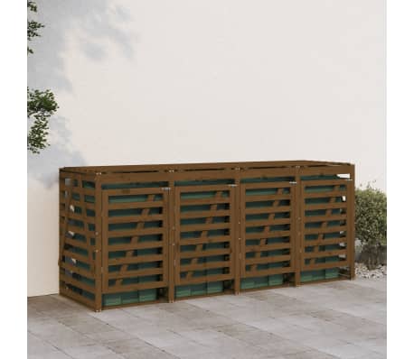 vidaXL Firedobbelt søppeldunkskur honningbrun heltre furu