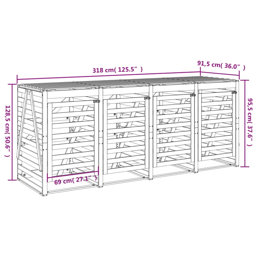 Containerberging viervoudig massief grenenhout zwart image 13