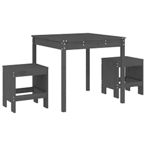 3dílný zahradní bistro set šedý masivní borové dřevo - obrázek 2