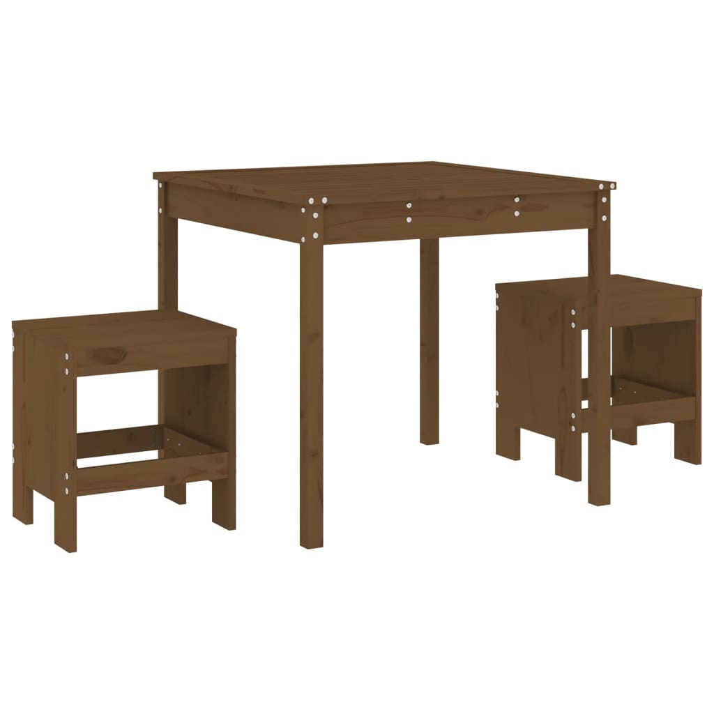 vidaXL 3-delige Bistroset massief grenenhout honingbruin