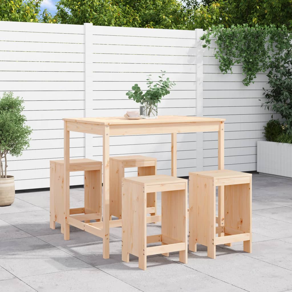 vidaXL Ensemble de bar de jardin 5 pcs bois de pin massif