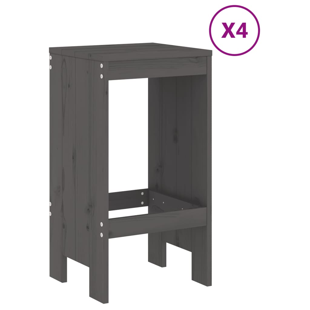 vidaXL Set mobilier bar pentru grădină, 5 piese, gri, lemn masiv pin