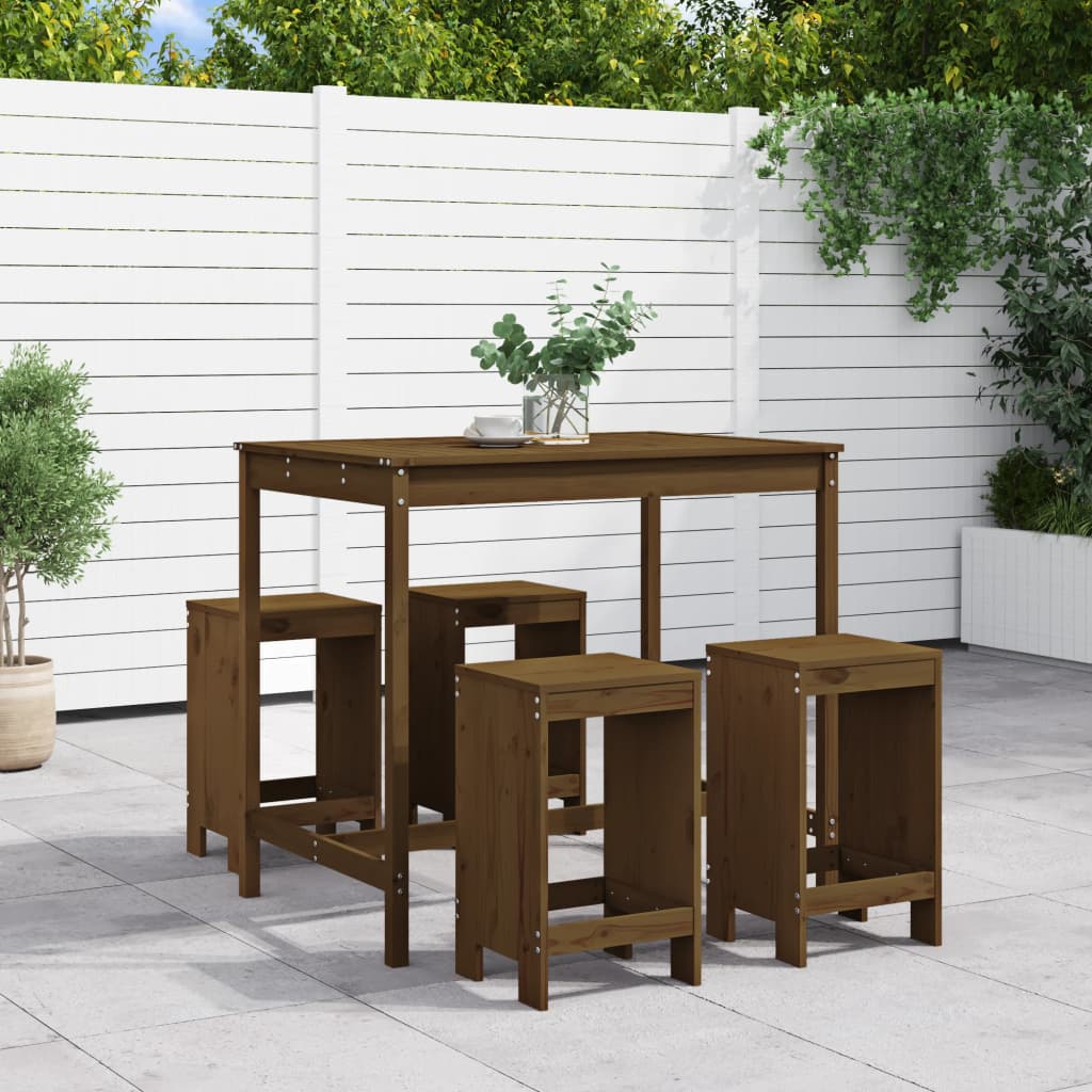 vidaXL 5-tlg. Gartenbar-Set Honigbraun Massivholz Kiefer