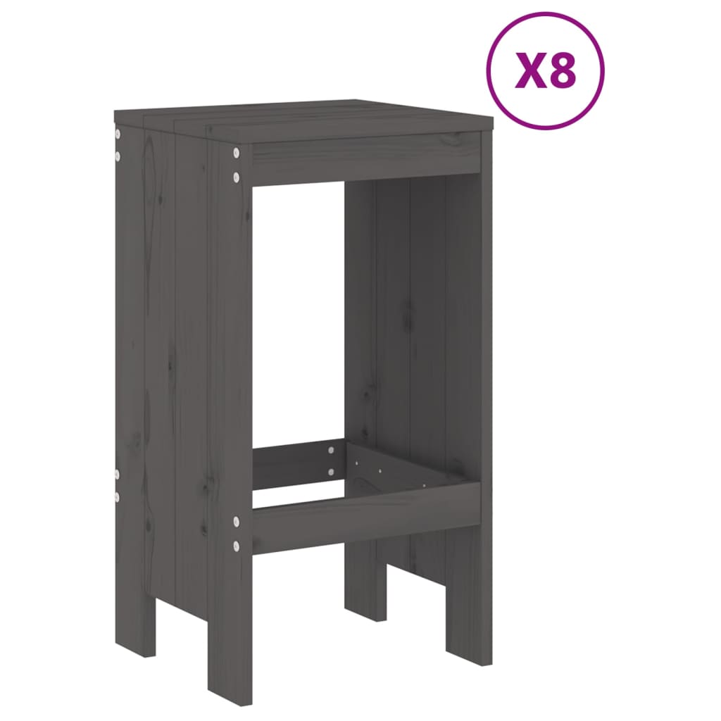 Thumbnail - vidaXL 9-tlg. Gartenbar-Set Grau Massivholz Kiefer