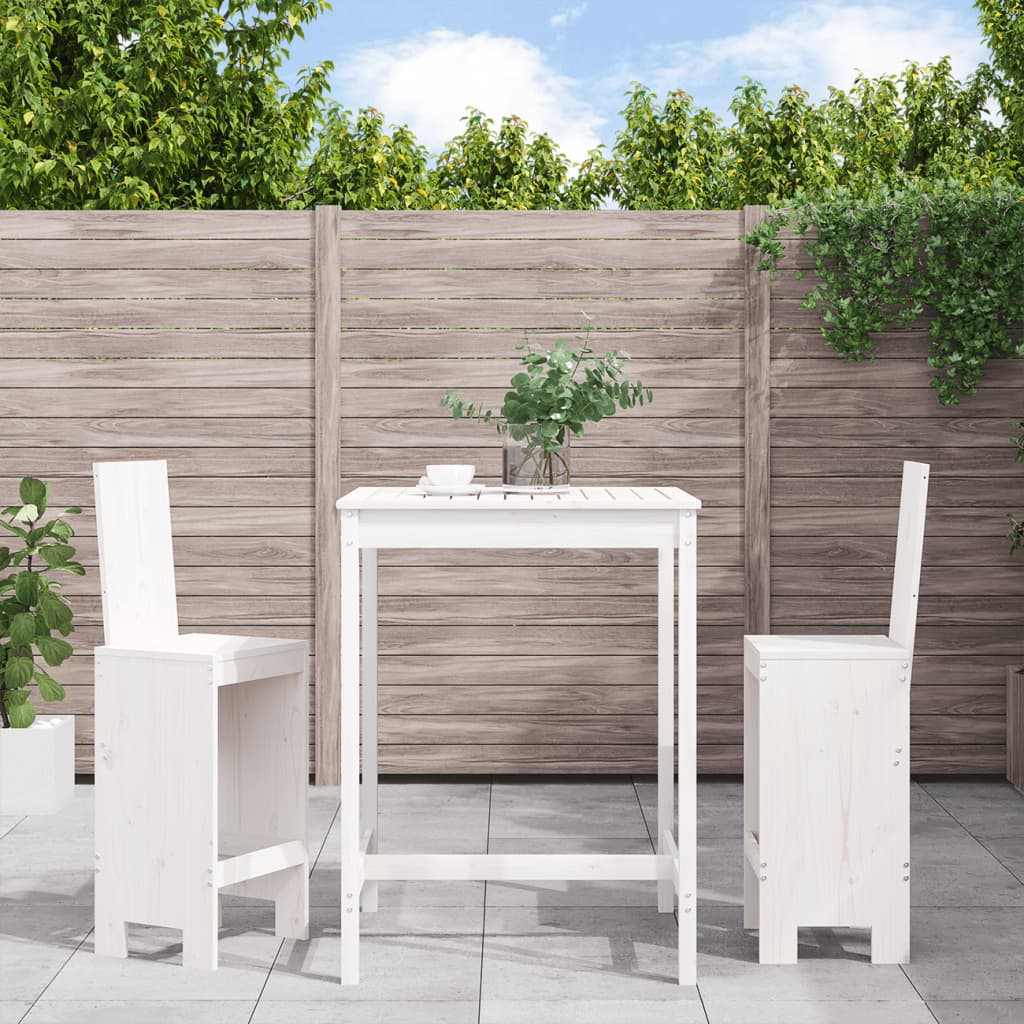Stół ogrodowy z hokerami - drewno sosnowe, biały, 82,5x82,5x110 cm