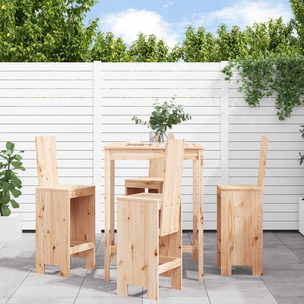 vidaXL Set mobilier de bar pentru grădină, 5 piese, lemn masiv de pin