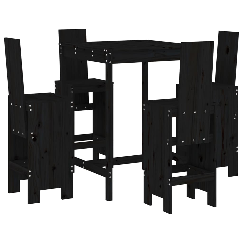 Thumbnail - vidaXL 5-tlg. Gartenbar-Set Schwarz Massivholz Kiefer