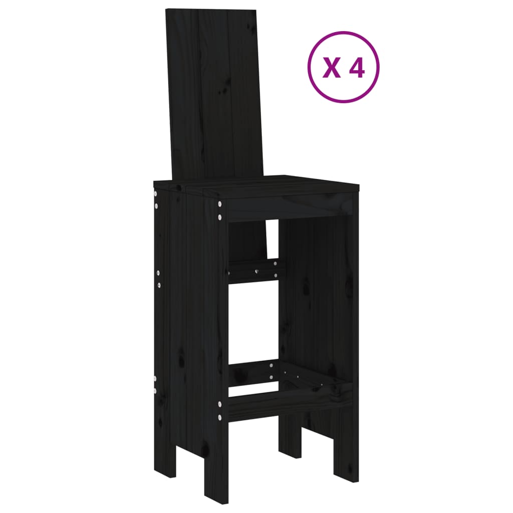 vidaXL Set mobilier bar de grădină, 5 piese, negru, lemn masiv de pin