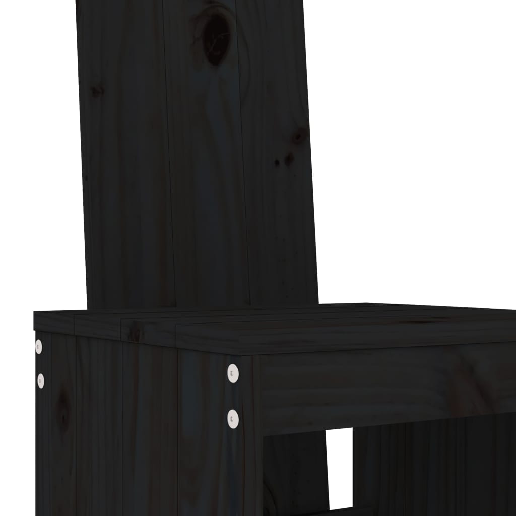 Zestaw mebli barowych drewnianych - Lite drewno sosnowe, czarny, 159,5x82,5x110 cm
