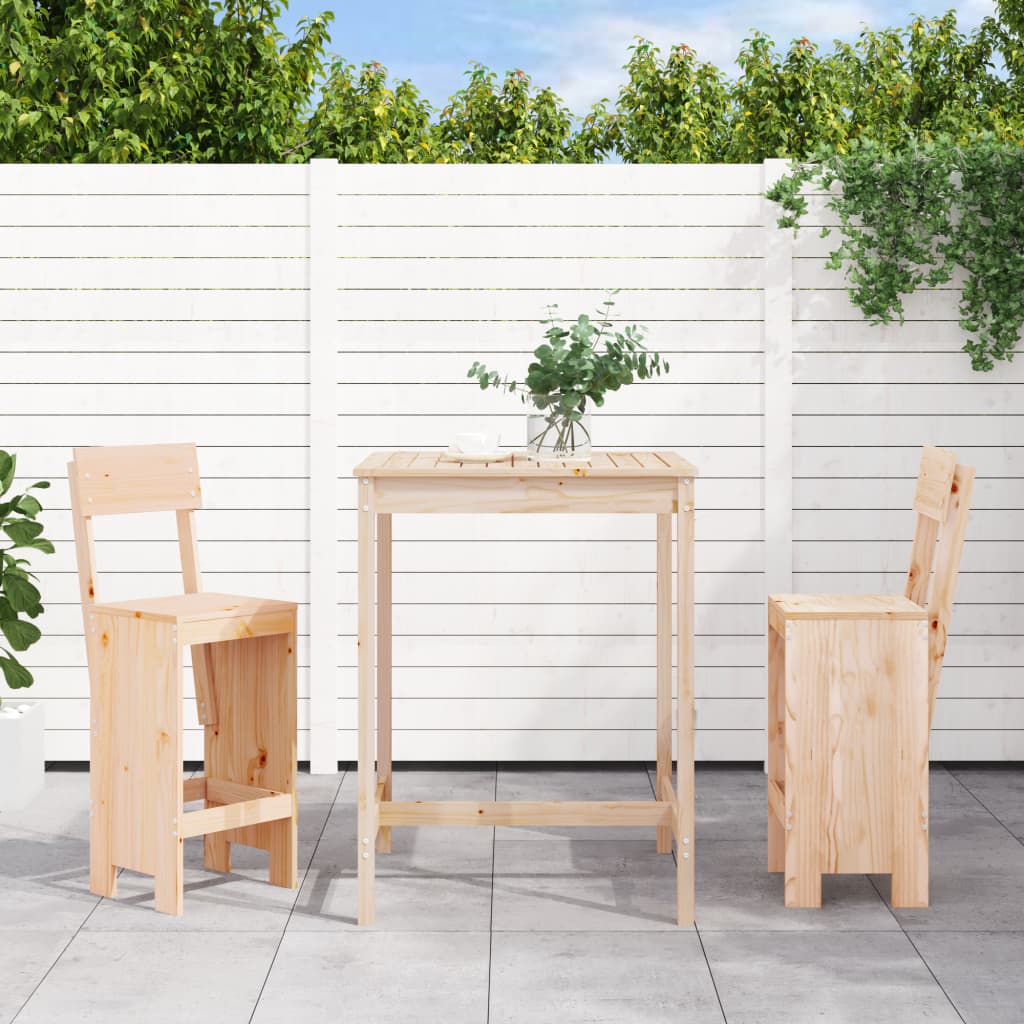 Set de Mesa y Taburetes Altos Jardín Asientos Muebles Exterior Madera vidaXL - Imagen 47 de 66