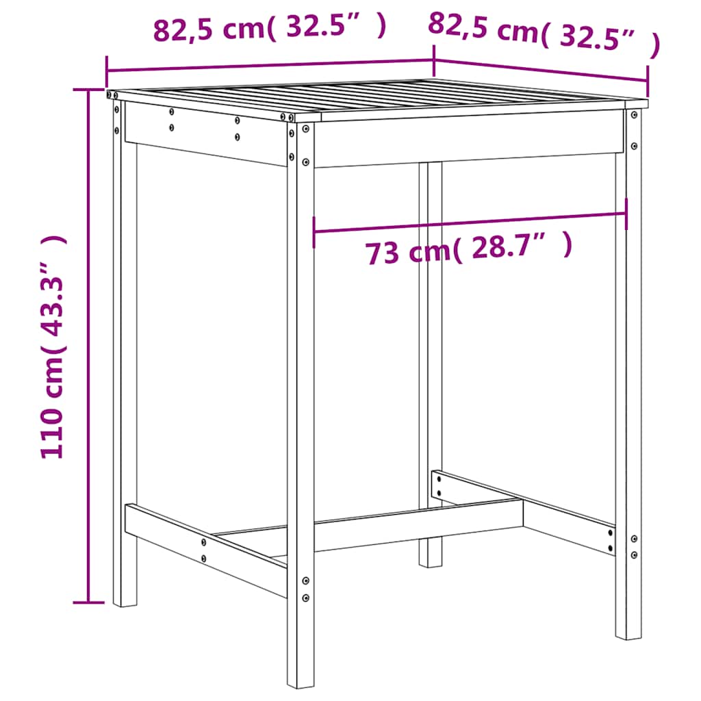 Set de Mesa y Taburetes Altos Jardín Asientos Muebles Exterior Madera vidaXL - Imagen 35 de 66