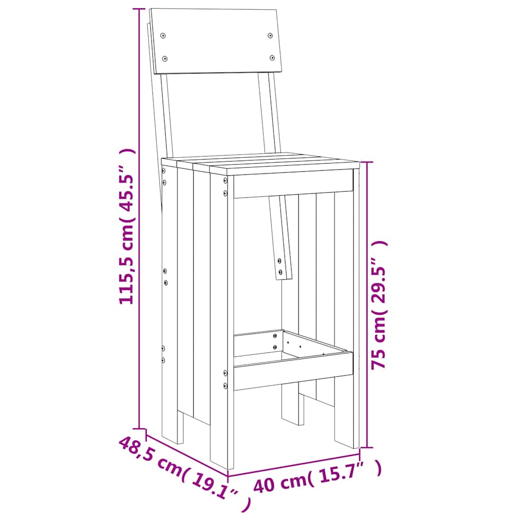Set de Mesa y Taburetes Altos Jardín Asientos Muebles Exterior Madera vidaXL - Imagen 36 de 66