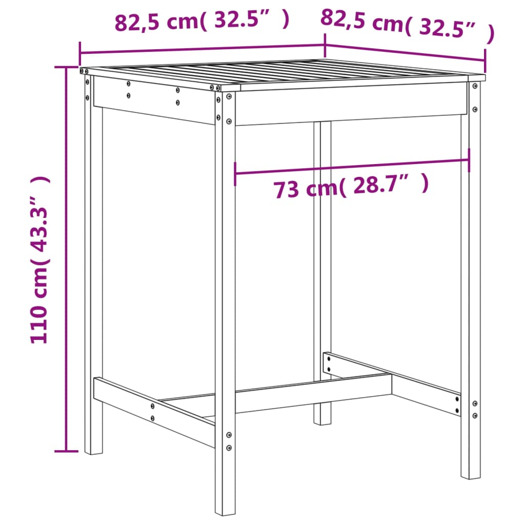Set de Mesa y Taburetes Altos Jardín Asientos Muebles Exterior Madera vidaXL - Imagen 65 de 66