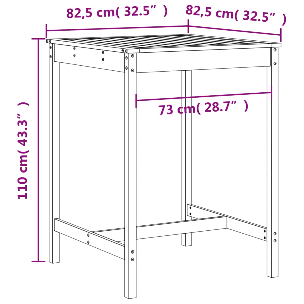 Set de Mesa y Taburetes Altos Jardín Asientos Muebles Exterior Madera vidaXL - Imagen 15 de 66