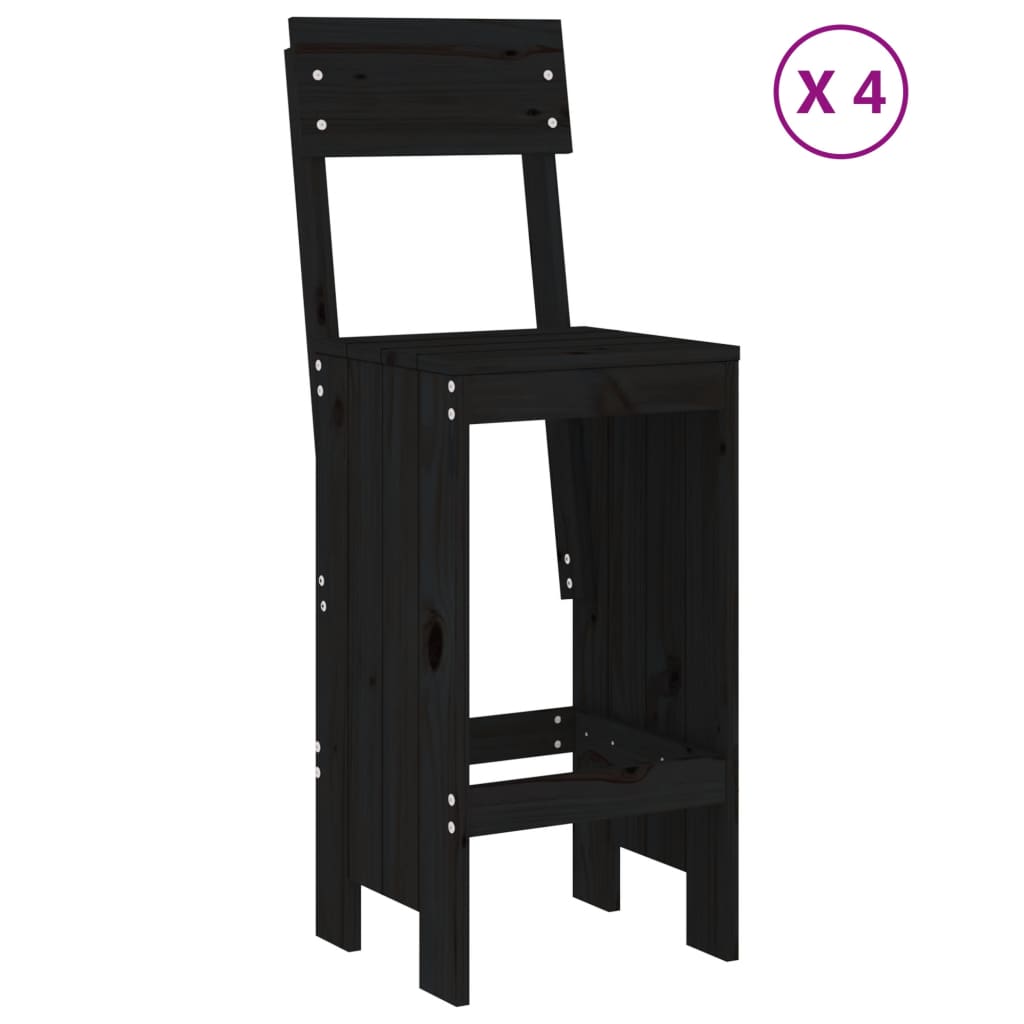 vidaXL Set mobilier bar de grădină, 5 piese, negru, lemn masiv de pin