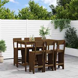 Vrtna barska garnitura 7-delna medeno rjava trdna borovina