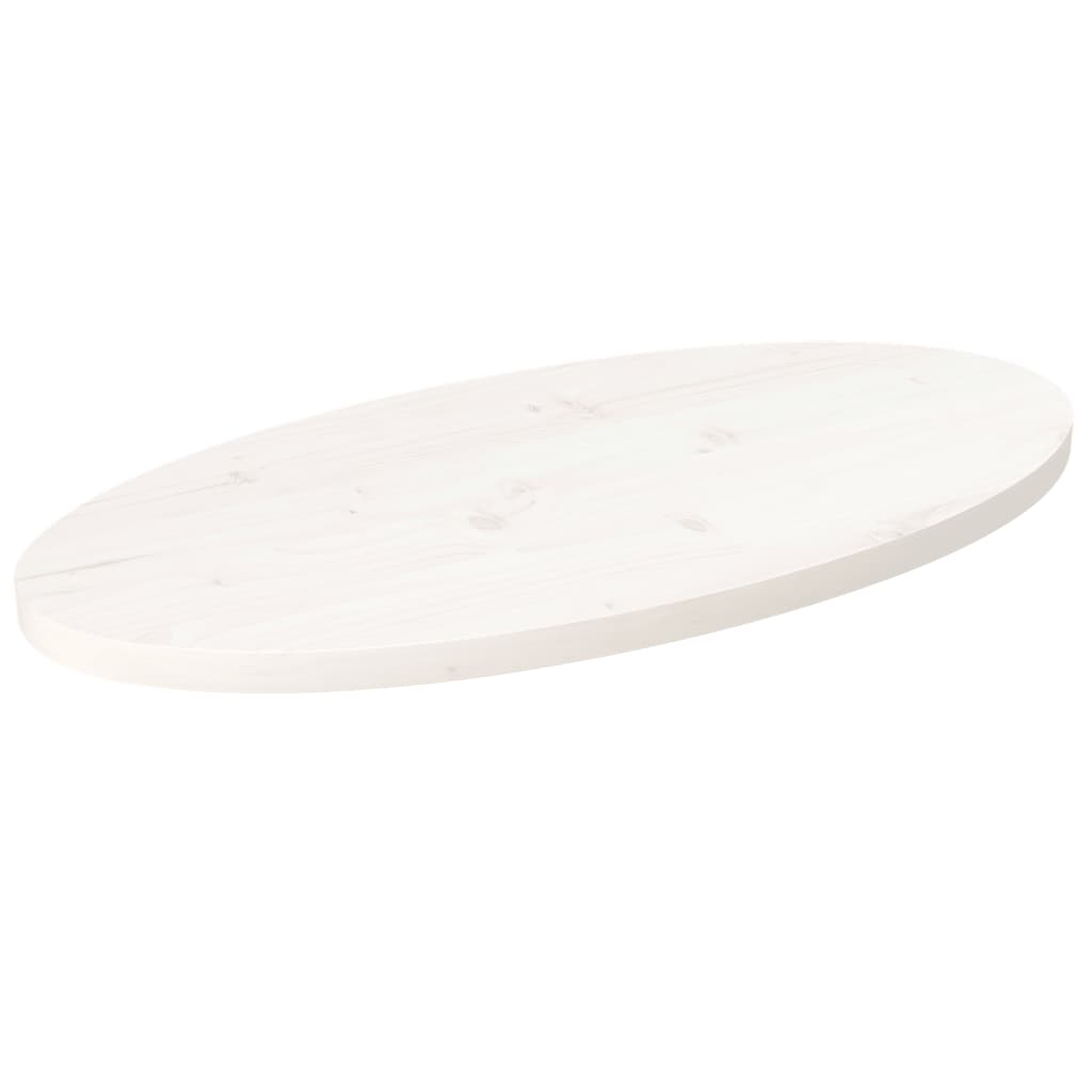 vidaXL Blat de masă, alb, 70x35x2,5 cm, lemn masiv de pin, oval