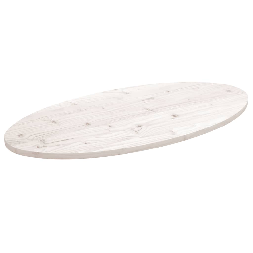 vidaXL bordplade 100x50x2,5 cm oval massivt fyrretræ hvid