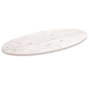 Stolní deska bílá 100 x 50 x 2,5 cm masivní borové dřevo oválná - obrázek 1