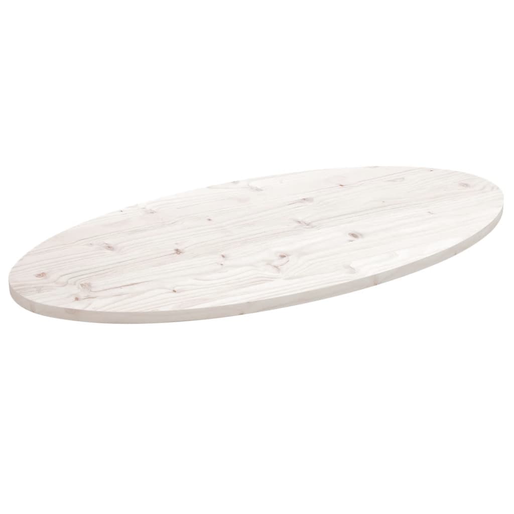 vidaXL Tischplatte Weiß 110x55x2,5 cm Massivholz Kiefer Oval