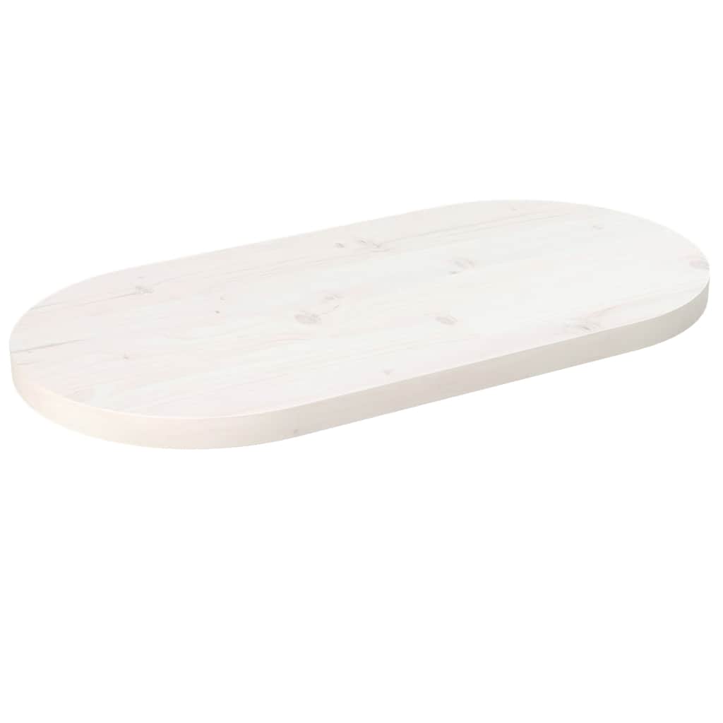 vidaXL Tischplatte Weiß 60x30x2,5 cm Massivholz Kiefer Oval