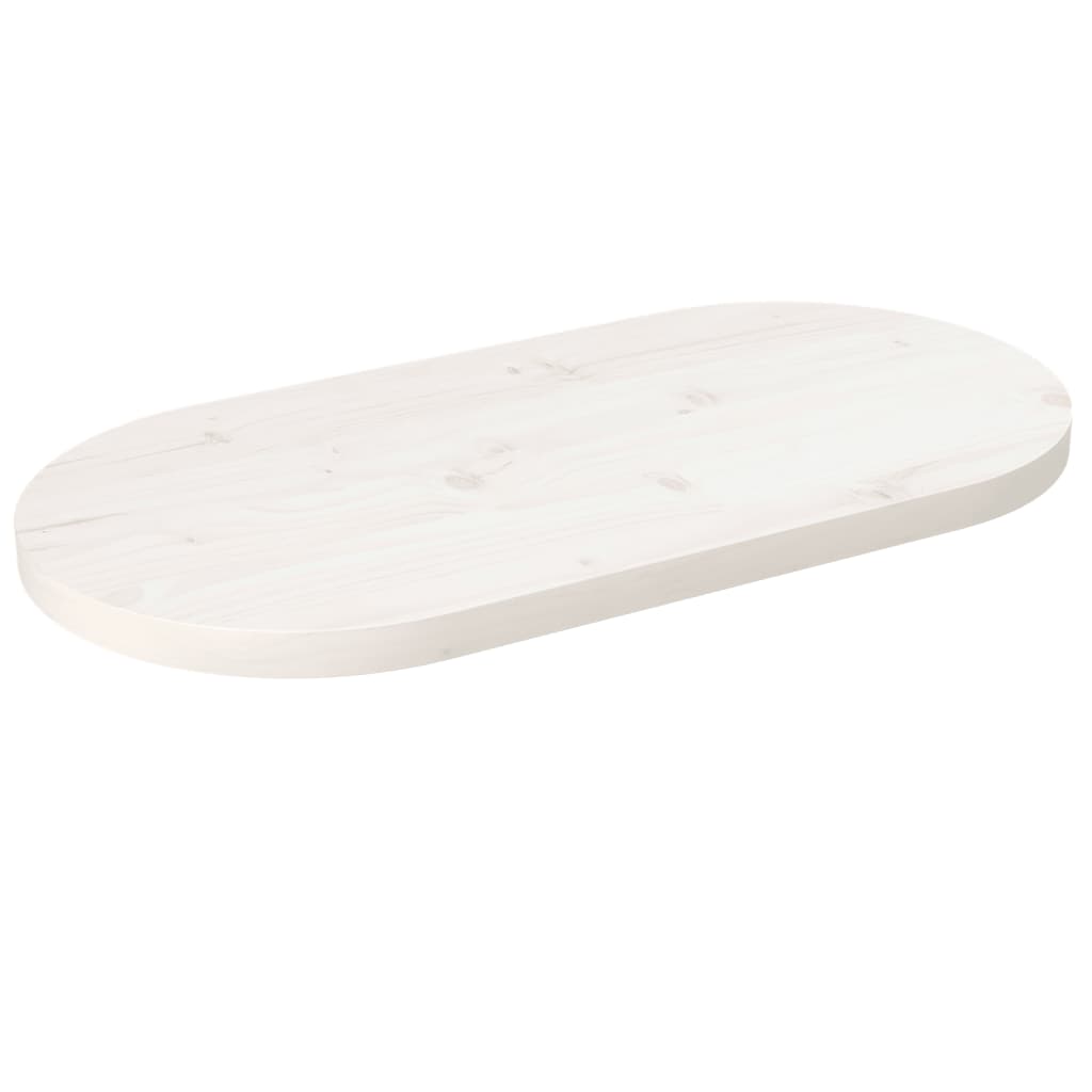Blat stołu, biały, 80x40x2,5 cm, lite drewno sosnowe, owalny