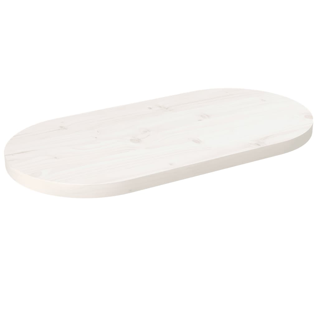 vidaXL bordplade 80x40x2,5 cm oval massivt fyrretræ hvid