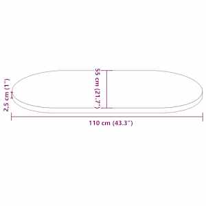 Stolní deska 110 x 55 x 2,5 cm masivní borovice oválná - obrázek 8