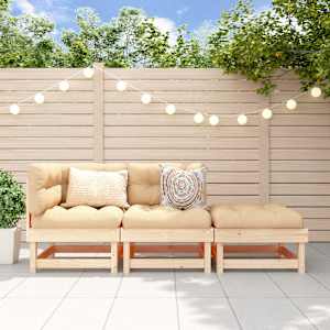 Vrtna sedežna garnitura 3-delna trdna borovina