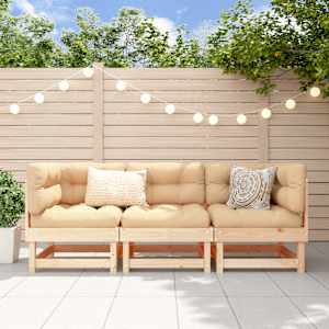 Vrtna sedežna garnitura 3-delna trdna borovina