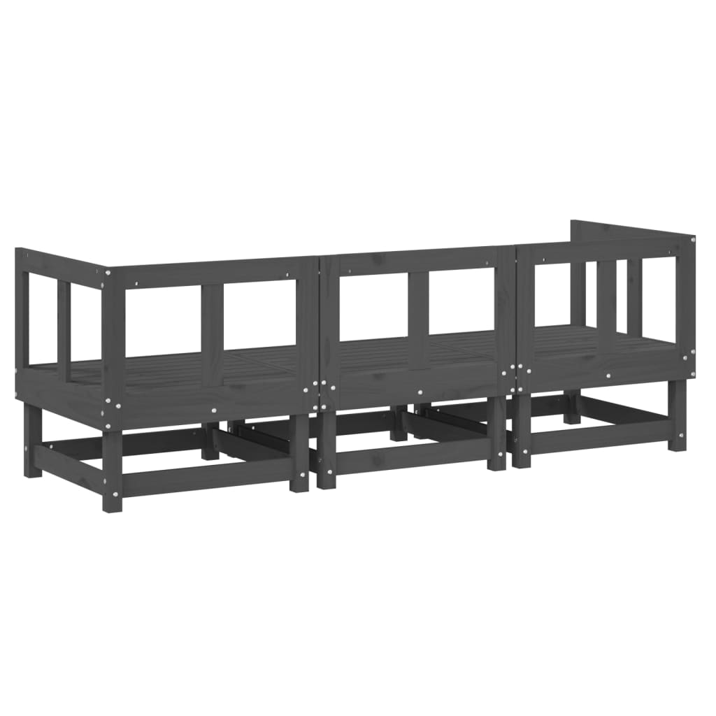 Thumbnail - vidaXL 3-tlg. Garten-Lounge-Set Grau Massivholz Kiefer