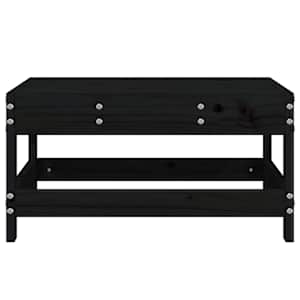 vidaXL Градинска табуретка, черна, борово дърво масив