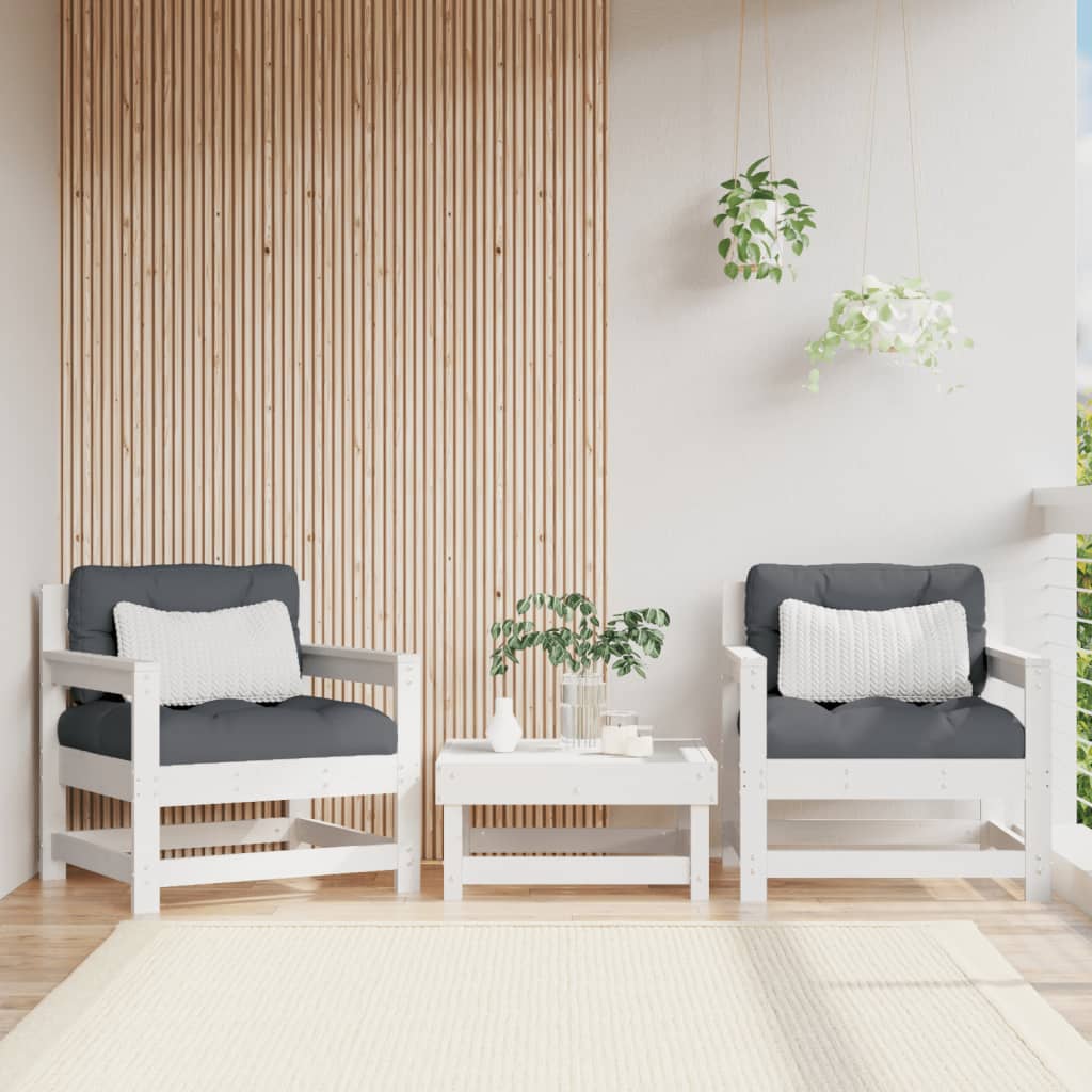 vidaXL Gartenstühle 2 Stk. Weiß Massivholz Kiefer