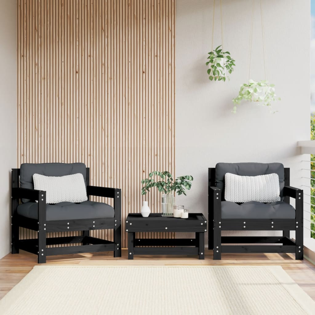 Zahradní židle 2 ks černé masivní borové dřevo