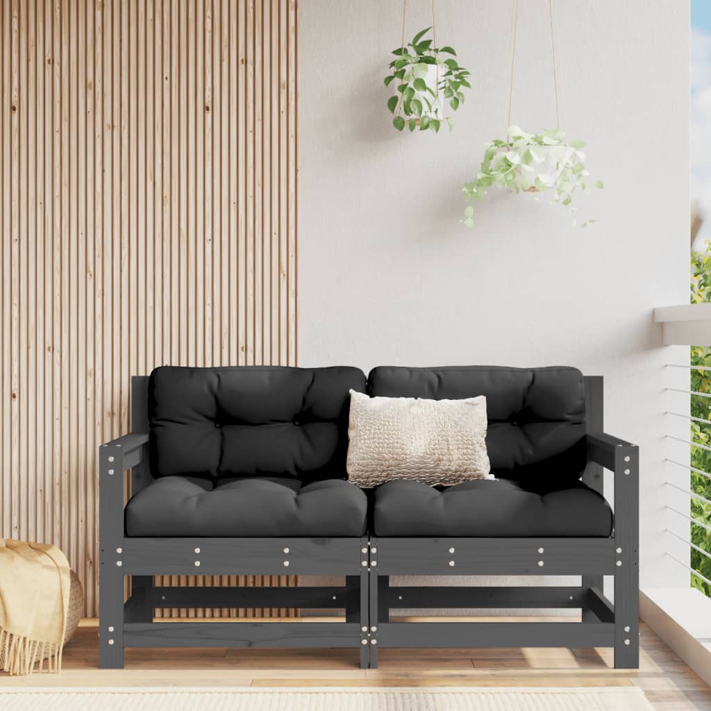Thumbnail - vidaXL Garten-Ecksofas 2 Stk. Grau Massivholz Kiefer