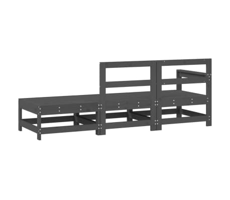 vidaXL Salon de jardin 3 pcs gris bois massif de pin