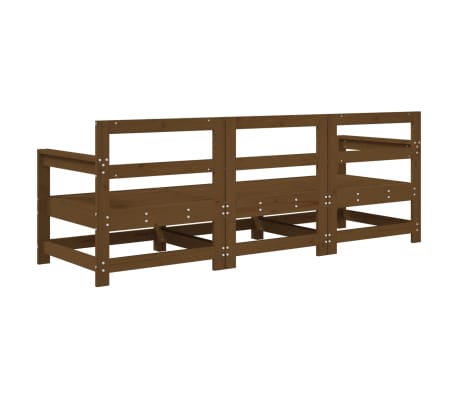 vidaXL 3-delige Loungeset massief grenenhout honingbruin