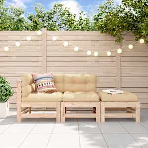 Vrtna sedežna garnitura 3-delna trdna borovina