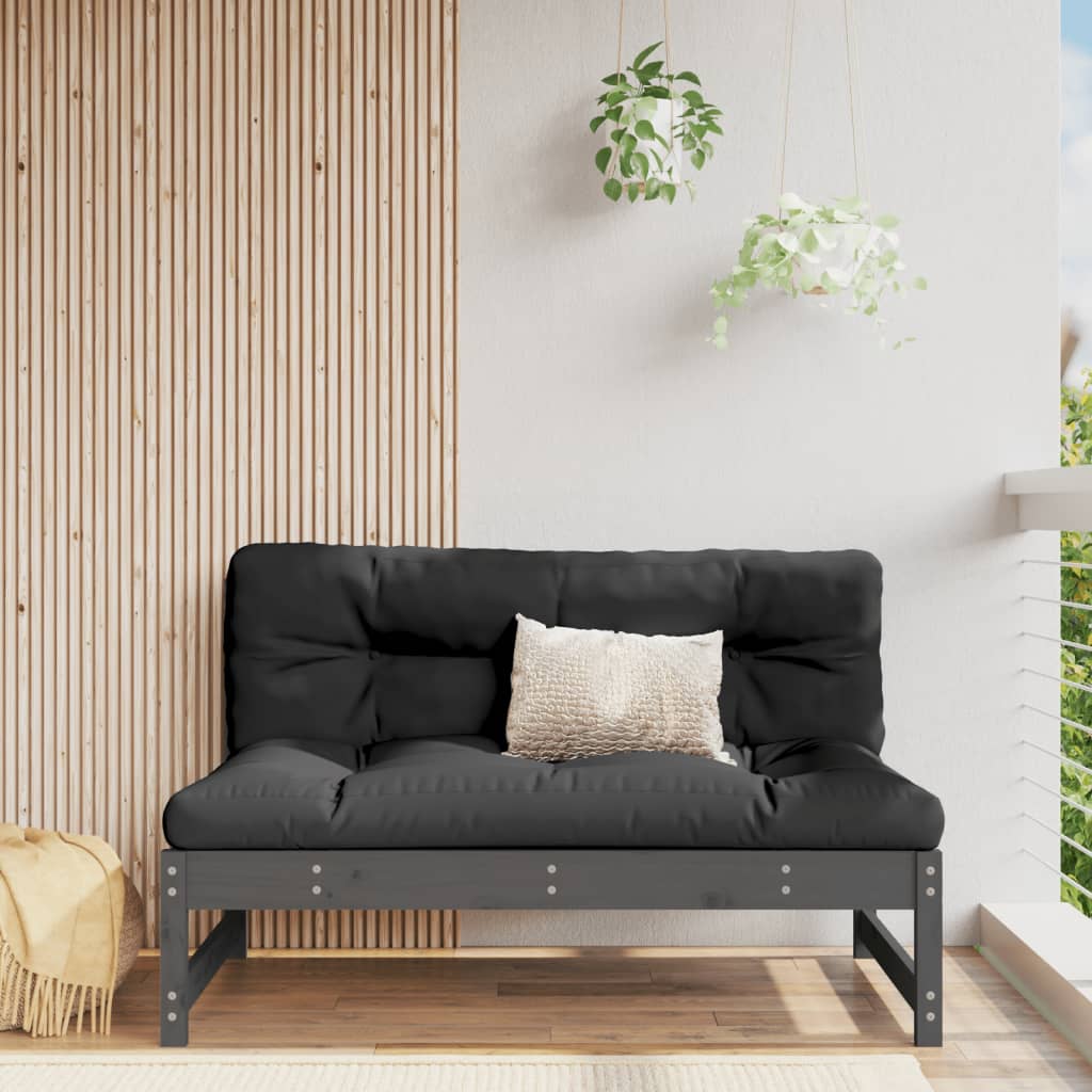 vidaXL Canapea de mijloc de grădină, gri, 120x80 cm, lemn masiv pin