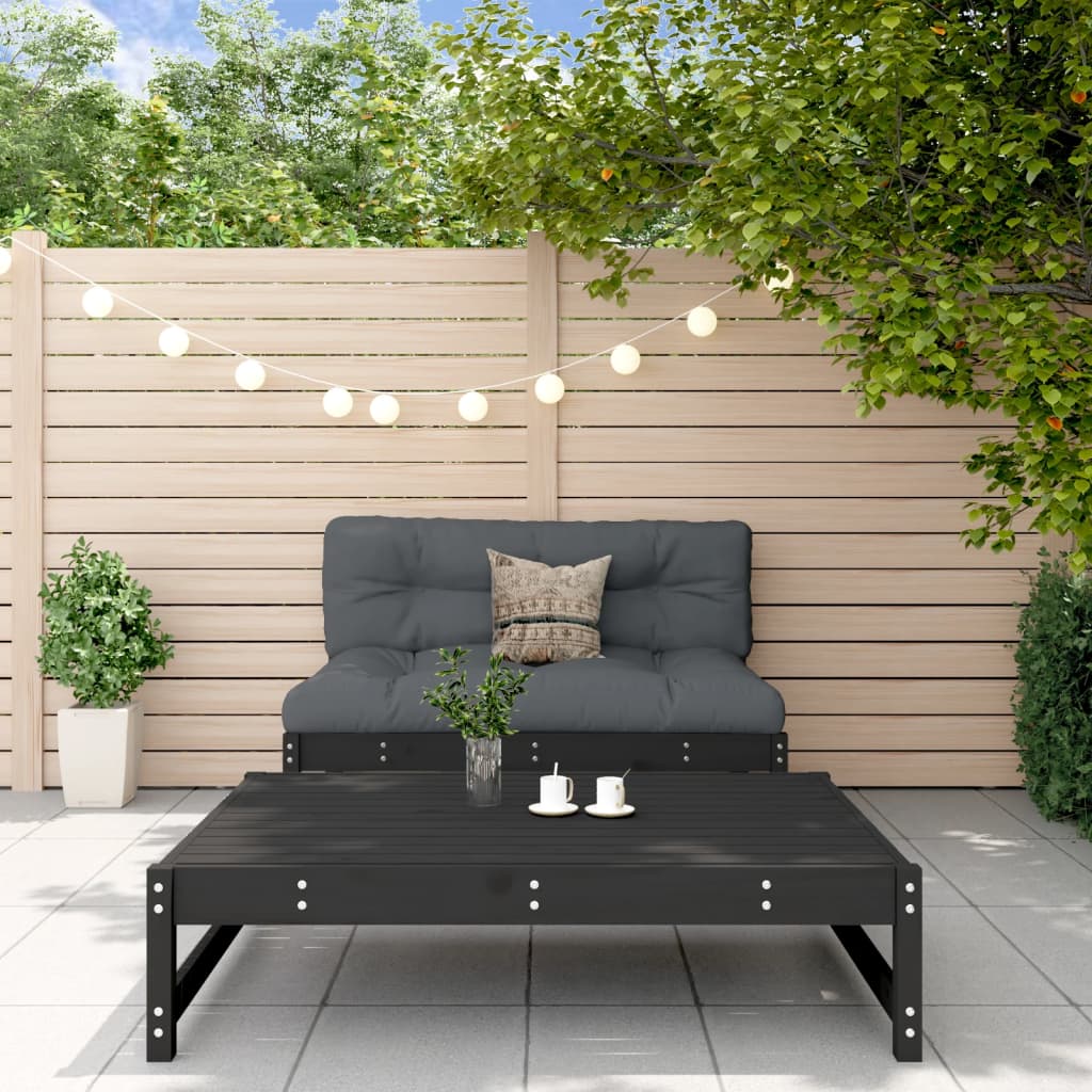 vidaXL Set mobilier relaxare grădină, 2 piese, negru, lemn masiv pin
