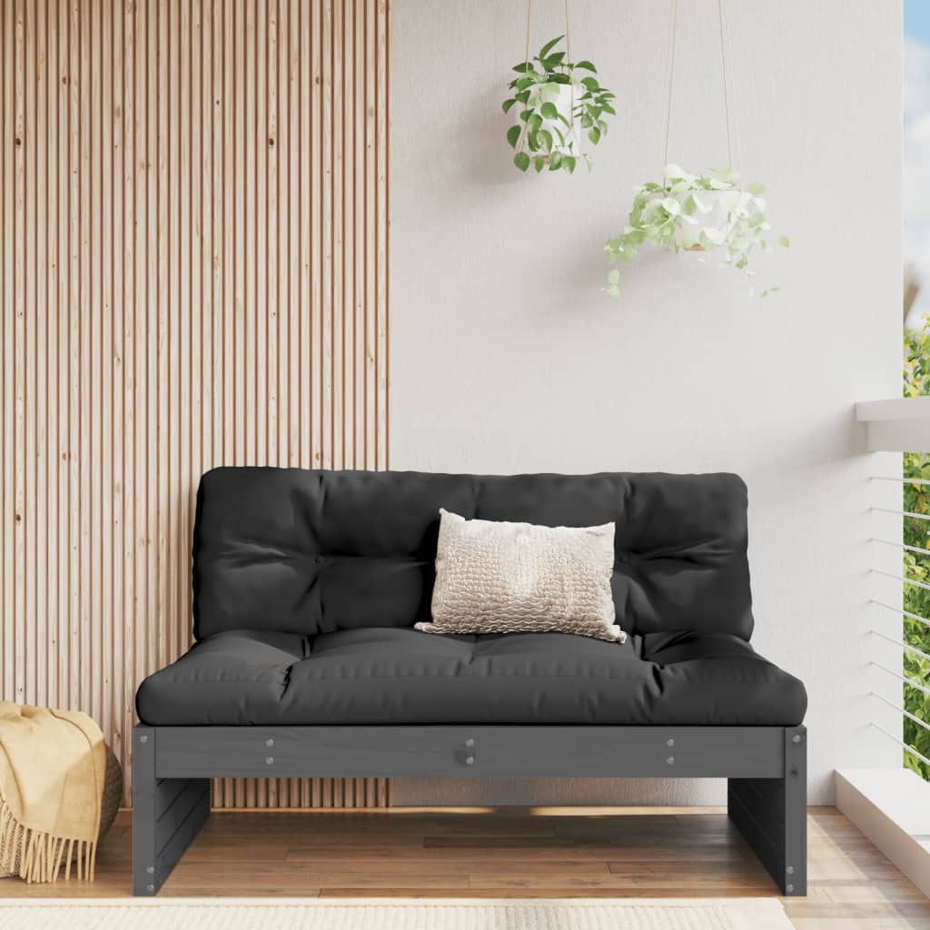 Garten-Mittelsofa Grau 120×80 cm Massivholz Kiefer