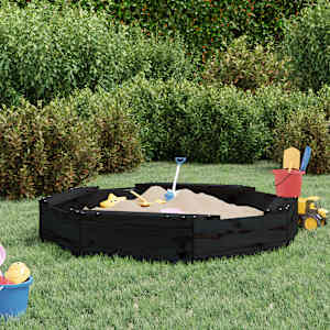 Peskovnik s sedeži črn osemkotnik trdna borovina