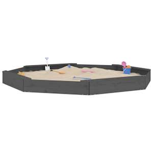 vidaXL Sandbox with Seats Grey Octagon Solid Wood Pine
