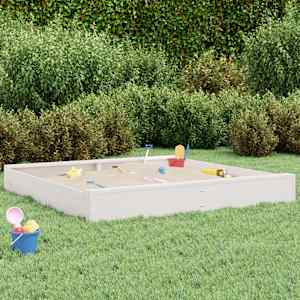 Peskovnik s sedeži bel kvadraten trdna borovina